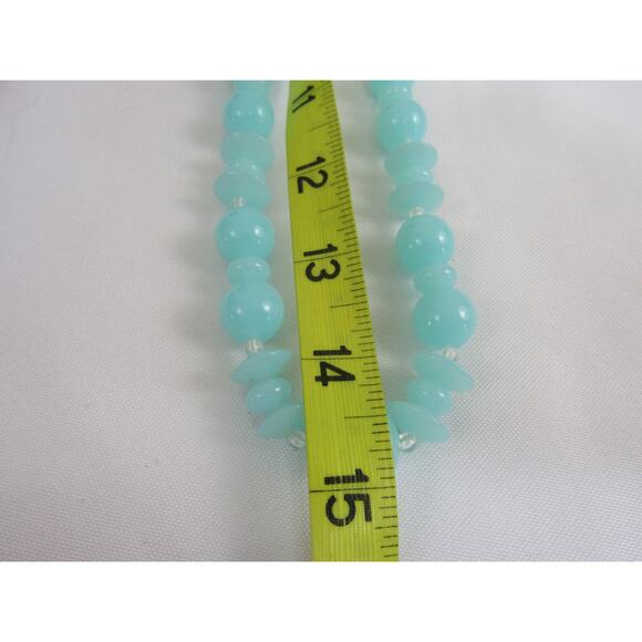 Blue Pearl Necklace Minimalist Neutral Clear Bead 29" Boho Cottagecore - Picture 4 of 5